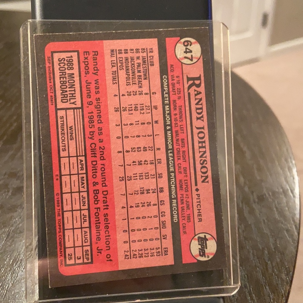 1989 Topps Randy Johnson - Picture 2 of 2